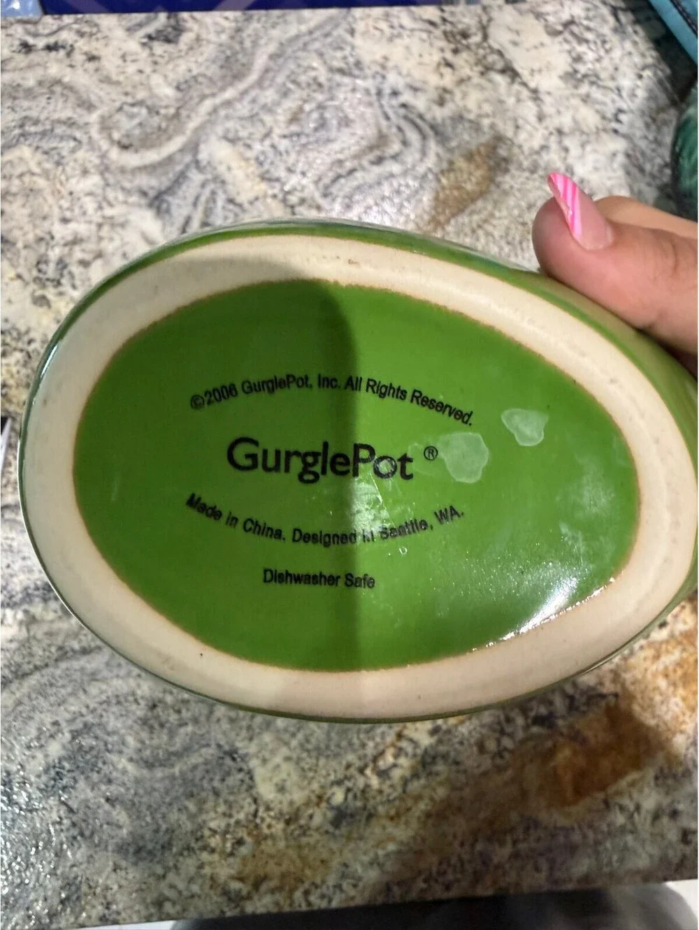 Ceramic GurglePot Fish Water Pitcher Green